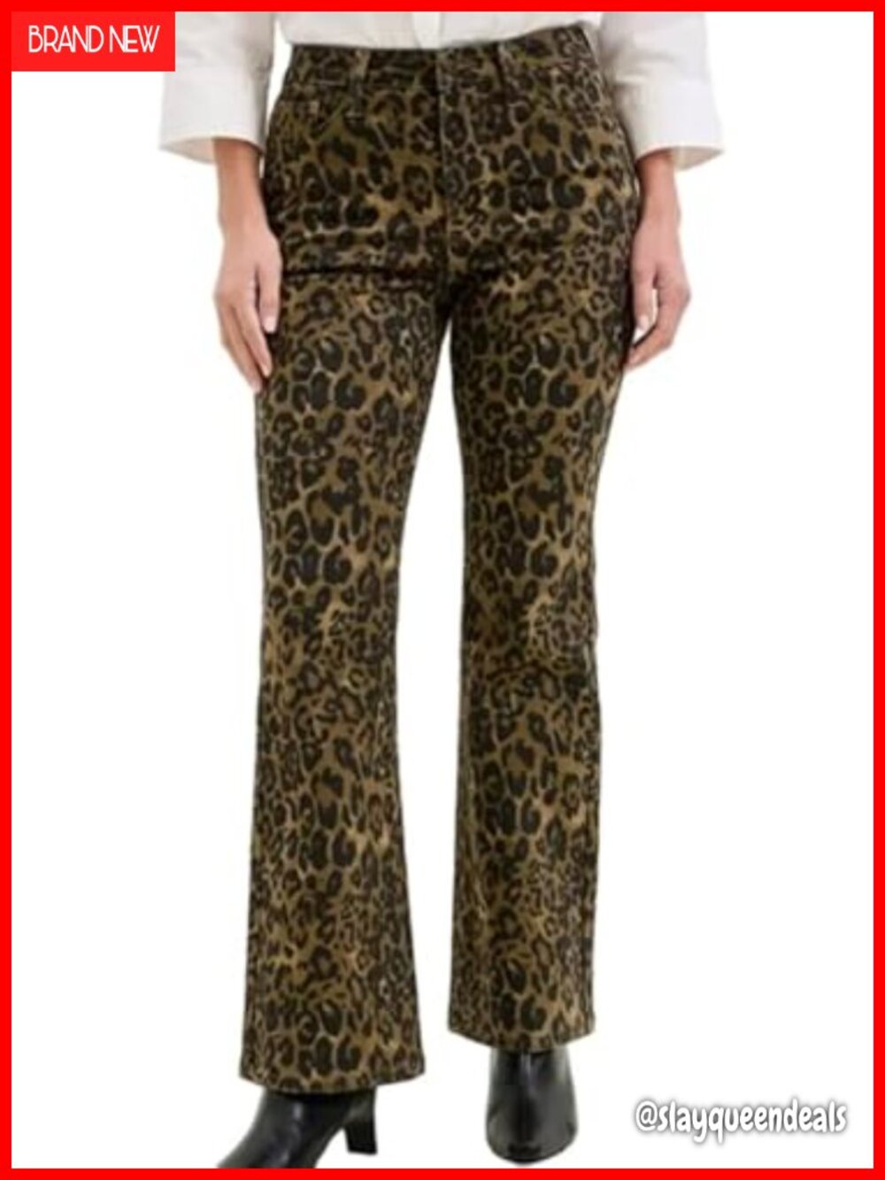 High Waisted Bootcut Jeans Embroidered Back Pockets Stretch Denim